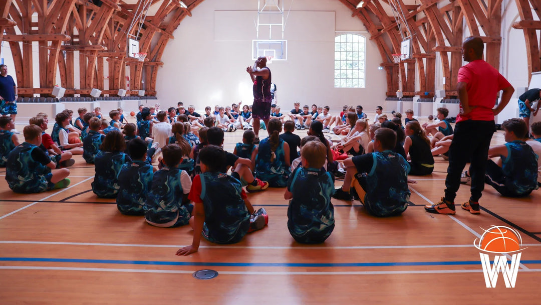 Kids playing basketball at a ZWISH basketball camp in Copenhagen
