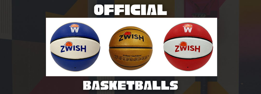 Official ZWISH basketballs in blue, gold and red