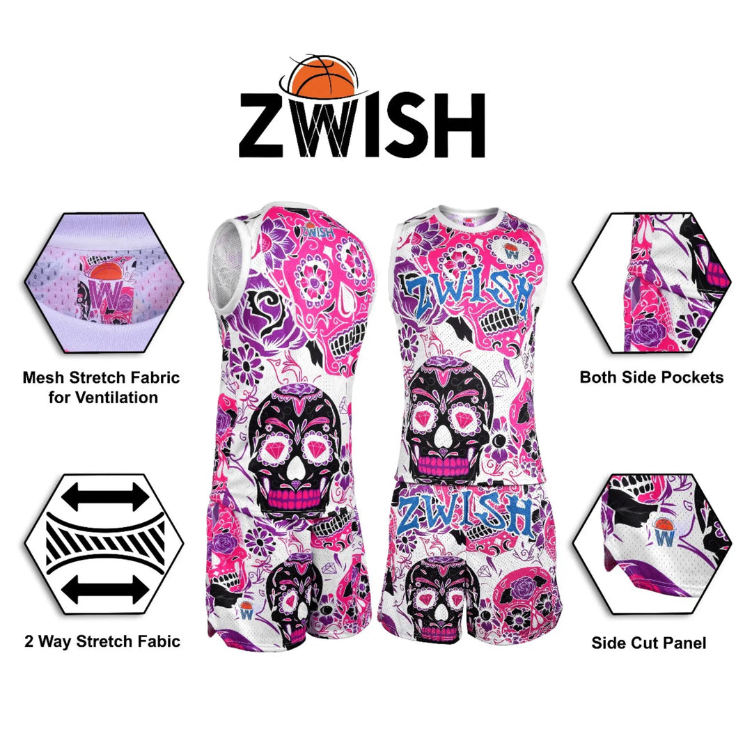 ZWISH Muertos Halloween basketball jersey and shorts set - print detail