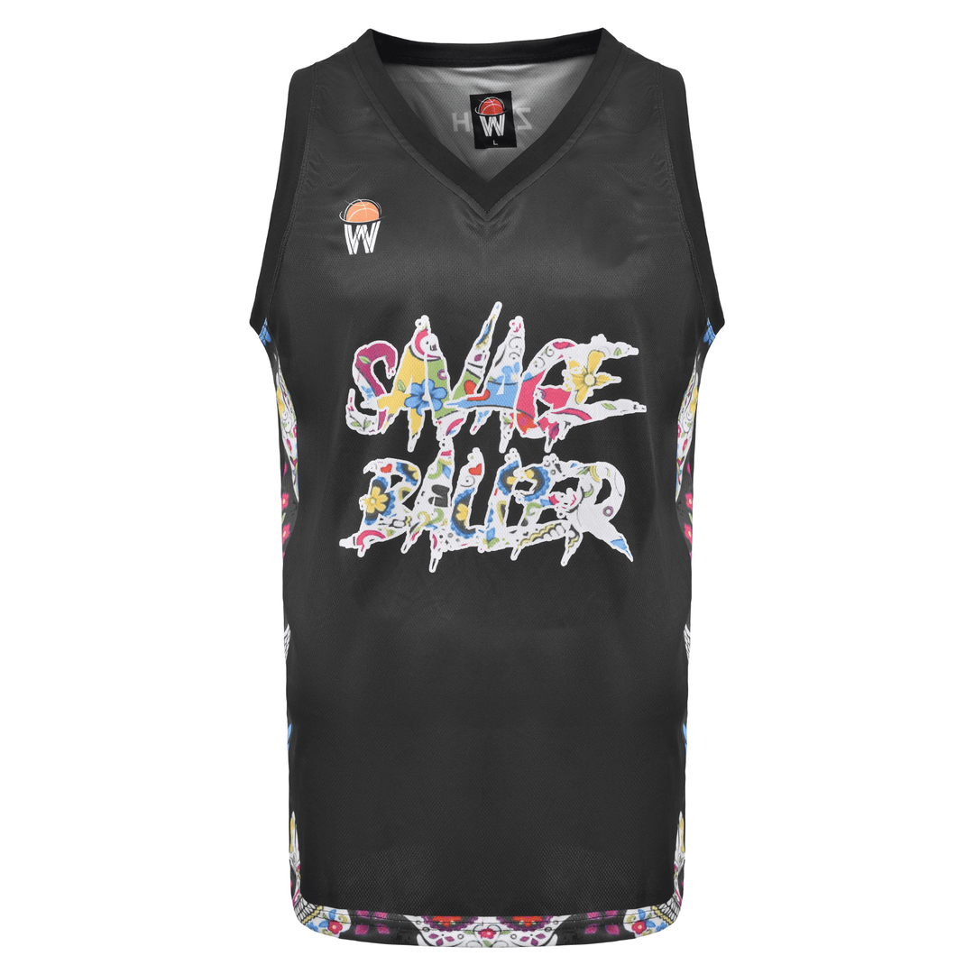 ZWISH Savage Baller basketball jersey and shorts set black - jersey front
