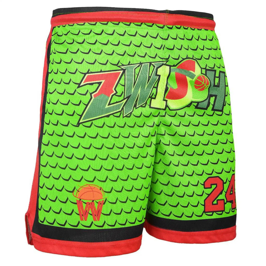 Grinchy Jersey + Shorts Set - green shorts, front - Zwish